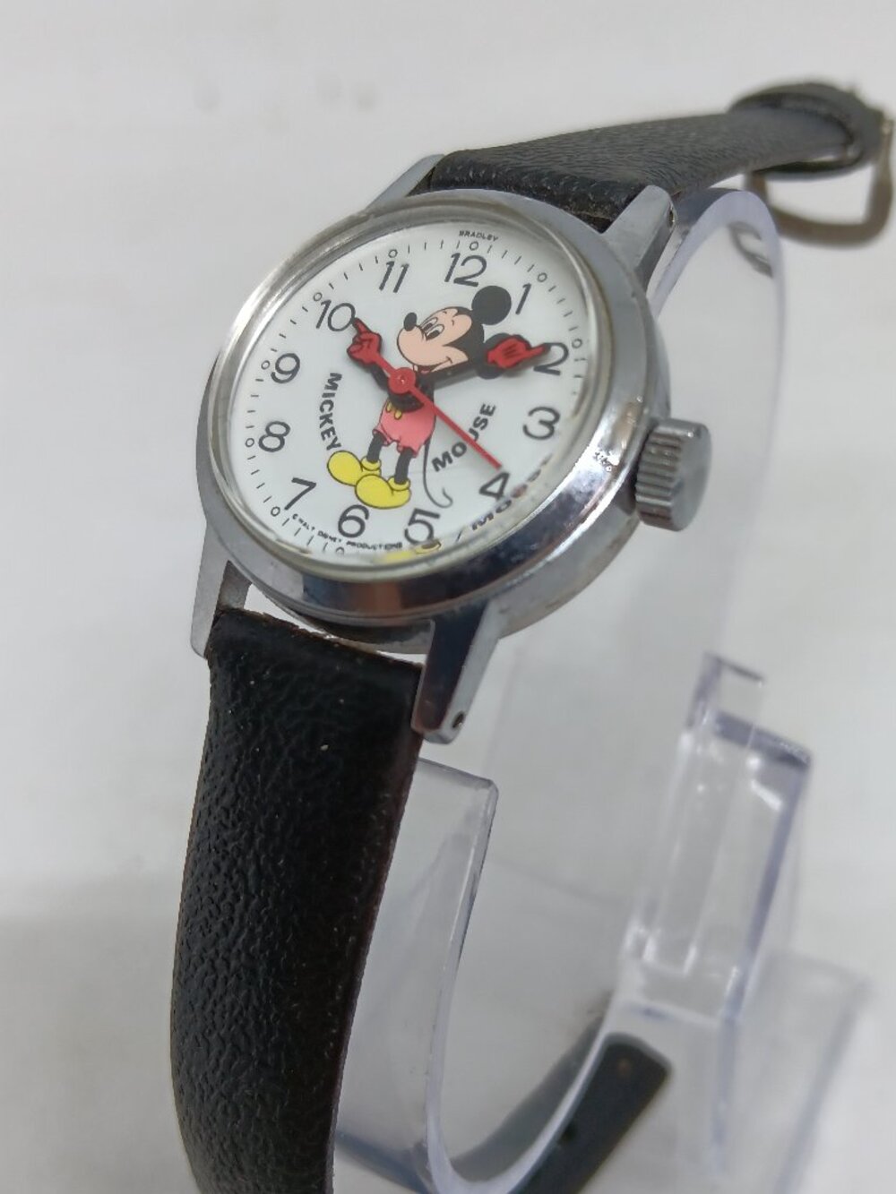 VINTAGE 1970s Bradley 112 Women's / Kids 26mm Mickey Mouse Manual-Wind Watch
